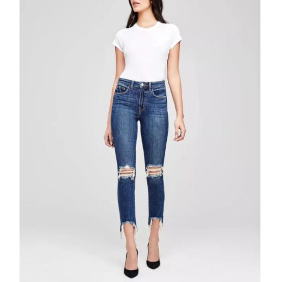 L'Agence Women's Size 28 Blue Skinny Jeans High Line Distressed Denim - Picture 2 of 7